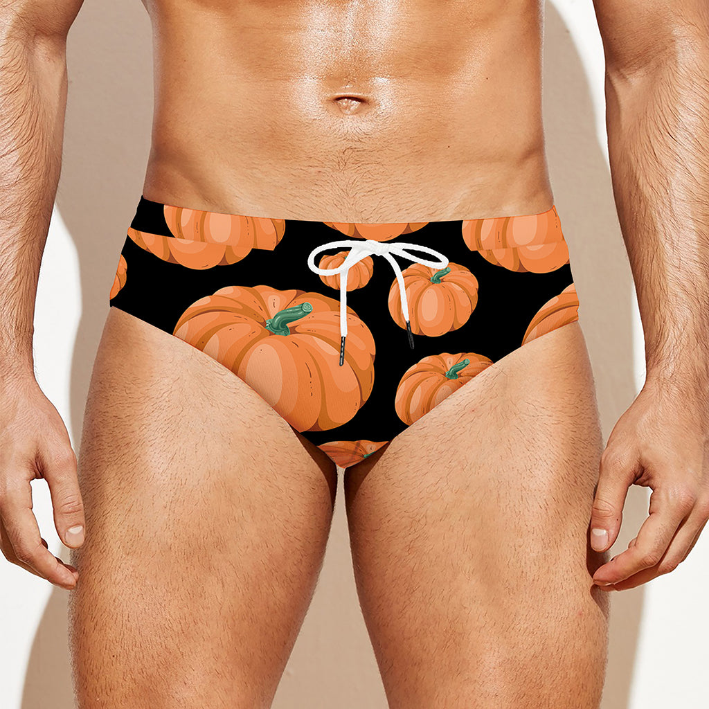Orange Pumpkin Pattern Print Men's Swim Briefs