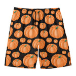 Orange Pumpkin Pattern Print Men's Swim Trunks