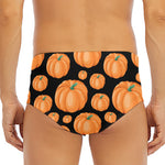 Orange Pumpkin Pattern Print Men's Triangle Swim Briefs
