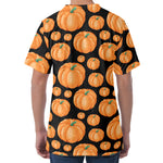 Orange Pumpkin Pattern Print Men's Velvet T-Shirt