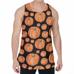 Orange Pumpkin Pattern Print Men's Velvet Tank Top