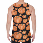 Orange Pumpkin Pattern Print Men's Velvet Tank Top