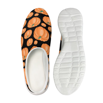 Orange Pumpkin Pattern Print Mesh Casual Shoes