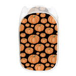 Orange Pumpkin Pattern Print Mesh Laundry Hamper