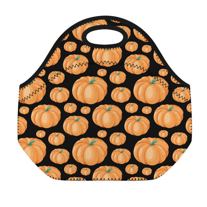 Orange Pumpkin Pattern Print Neoprene Lunch Bag