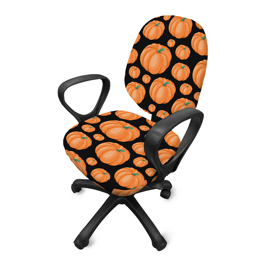 Orange Pumpkin Pattern Print Office Chair Cover