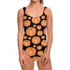 Orange Pumpkin Pattern Print One Piece Swimsuit