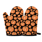 Orange Pumpkin Pattern Print Oven Mitts