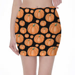 Orange Pumpkin Pattern Print Pencil Mini Skirt
