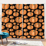 Orange Pumpkin Pattern Print Pencil Pleat Curtains