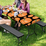 Orange Pumpkin Pattern Print Picnic Table Cover
