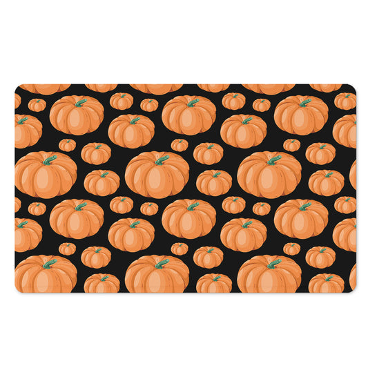 Orange Pumpkin Pattern Print Polyester Doormat