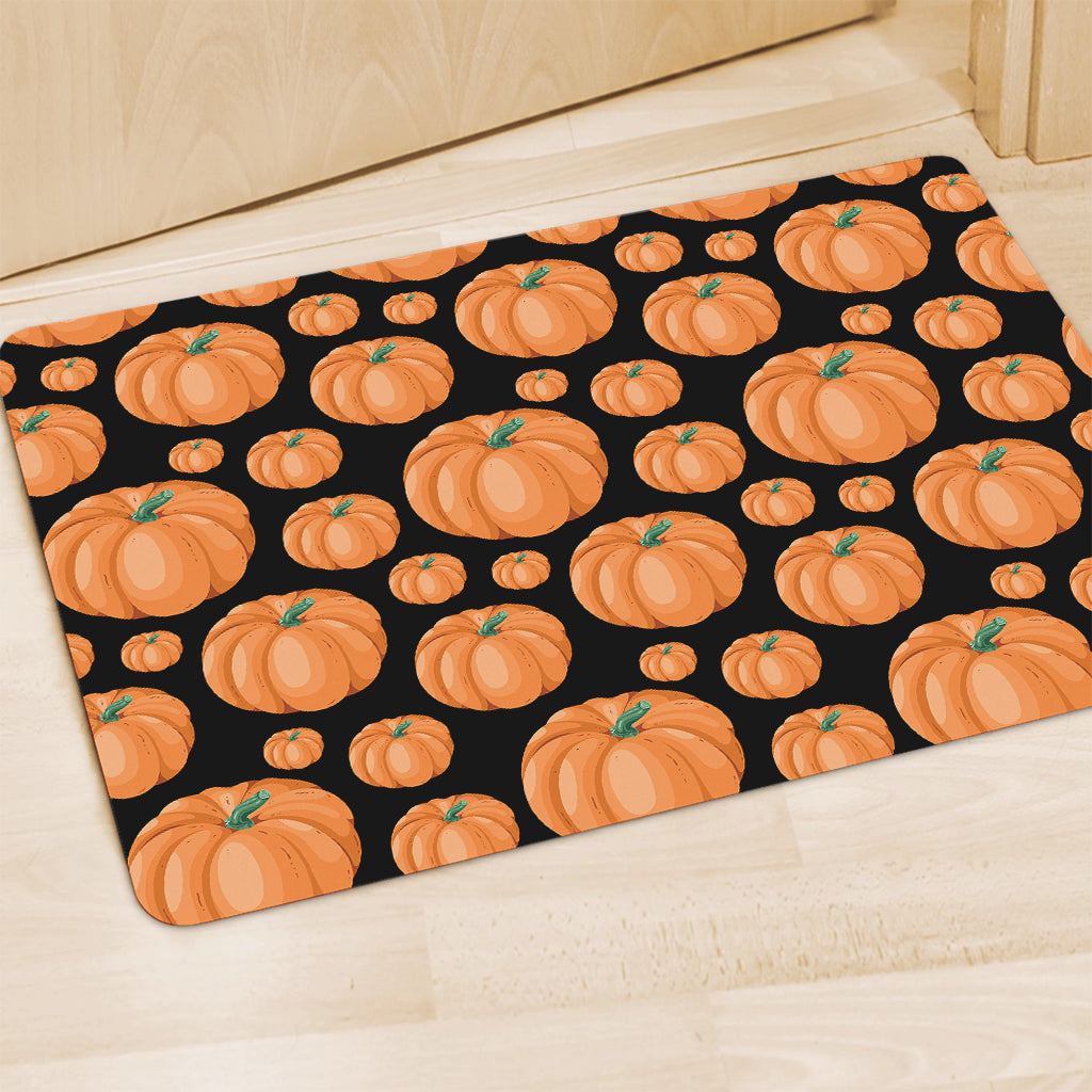 Orange Pumpkin Pattern Print Polyester Doormat