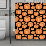 Orange Pumpkin Pattern Print Polyester Shower Curtain