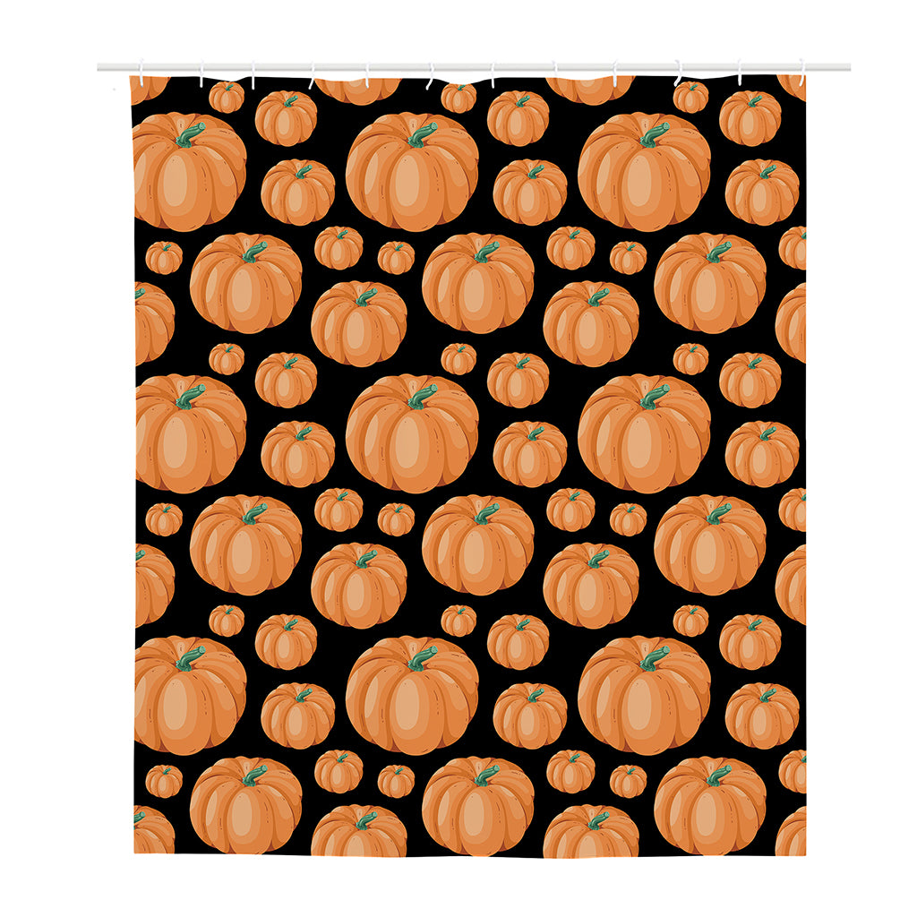 Orange Pumpkin Pattern Print Polyester Shower Curtain