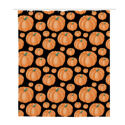Orange Pumpkin Pattern Print Polyester Shower Curtain