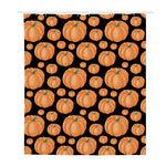Orange Pumpkin Pattern Print Polyester Shower Curtain
