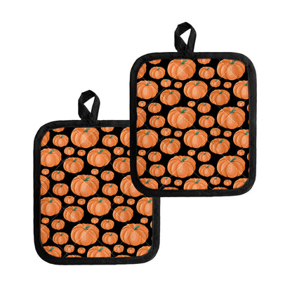 Orange Pumpkin Pattern Print Pot Holders
