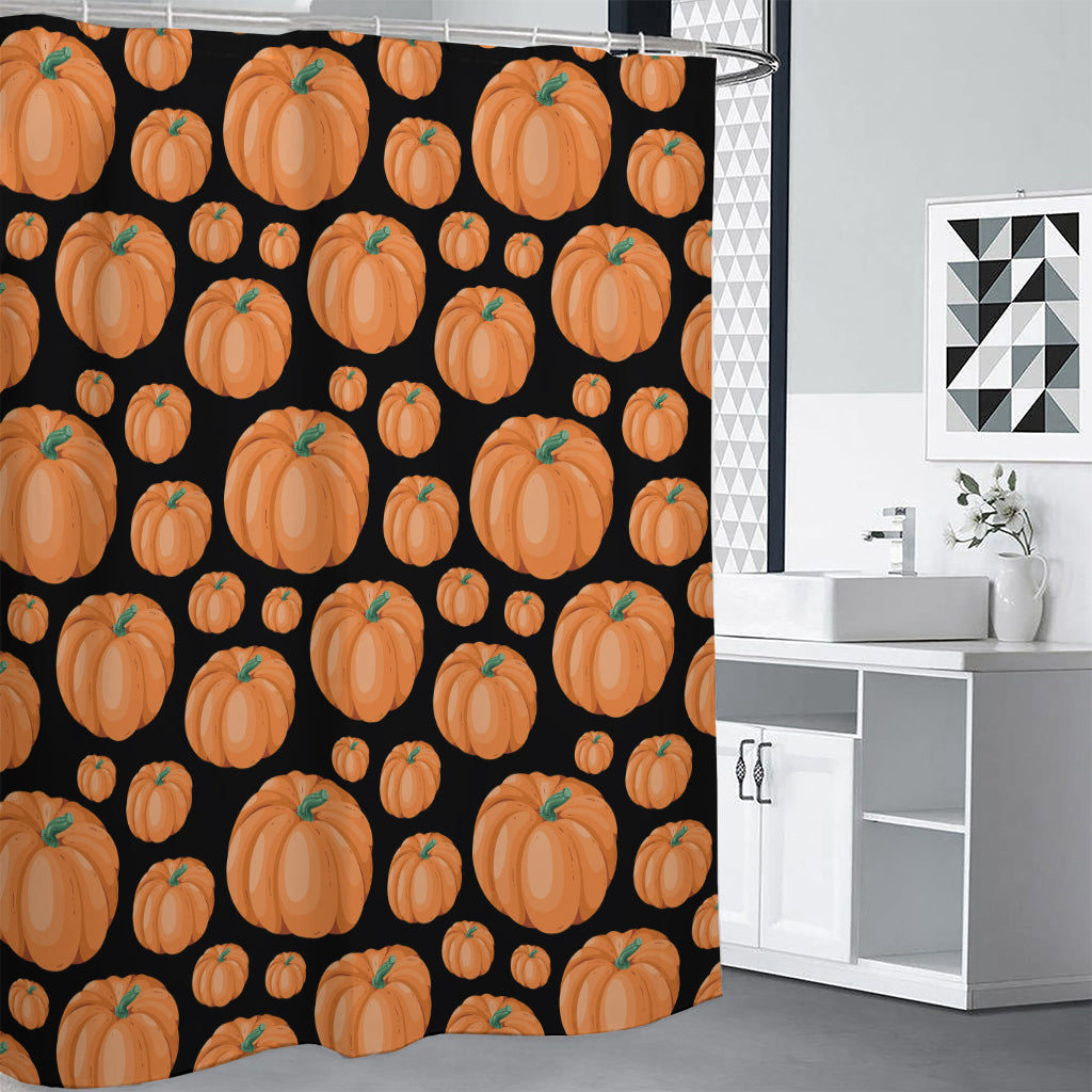 Orange Pumpkin Pattern Print Premium Shower Curtain