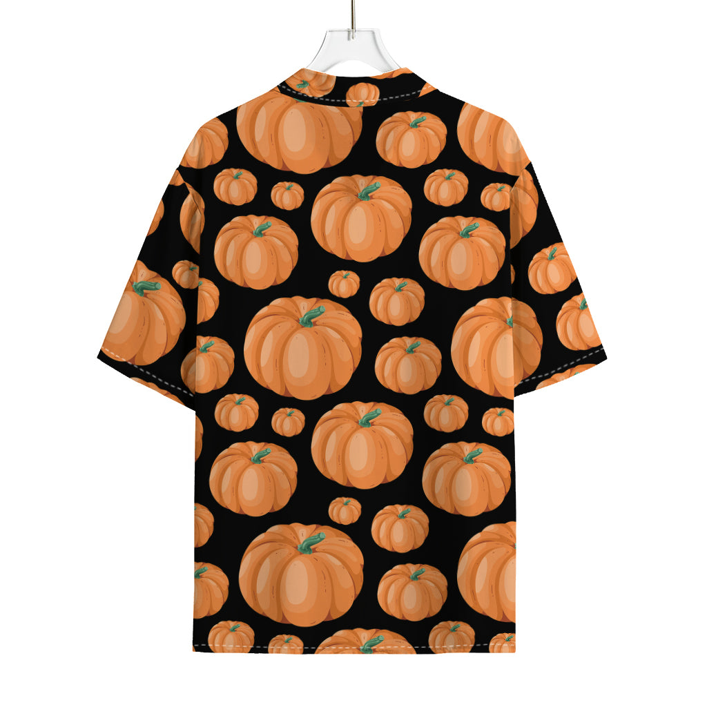 Orange Pumpkin Pattern Print Rayon Hawaiian Shirt