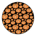 Orange Pumpkin Pattern Print Round Floor Mat