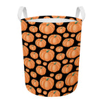 Orange Pumpkin Pattern Print Round Laundry Basket