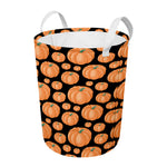 Orange Pumpkin Pattern Print Round Laundry Basket
