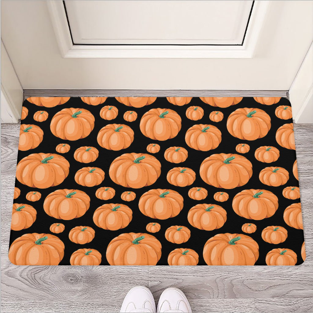 Orange Pumpkin Pattern Print Rubber Doormat