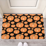 Orange Pumpkin Pattern Print Rubber Doormat