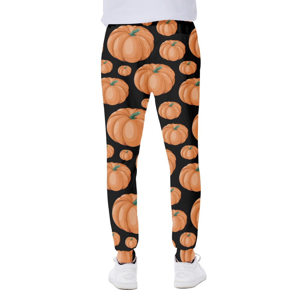Orange Pumpkin Pattern Print Scuba Joggers