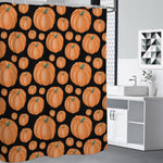 Orange Pumpkin Pattern Print Shower Curtain