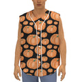 Orange Pumpkin Pattern Print Sleeveless Baseball Jersey