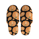 Orange Pumpkin Pattern Print Slippers