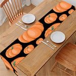 Orange Pumpkin Pattern Print Table Runner