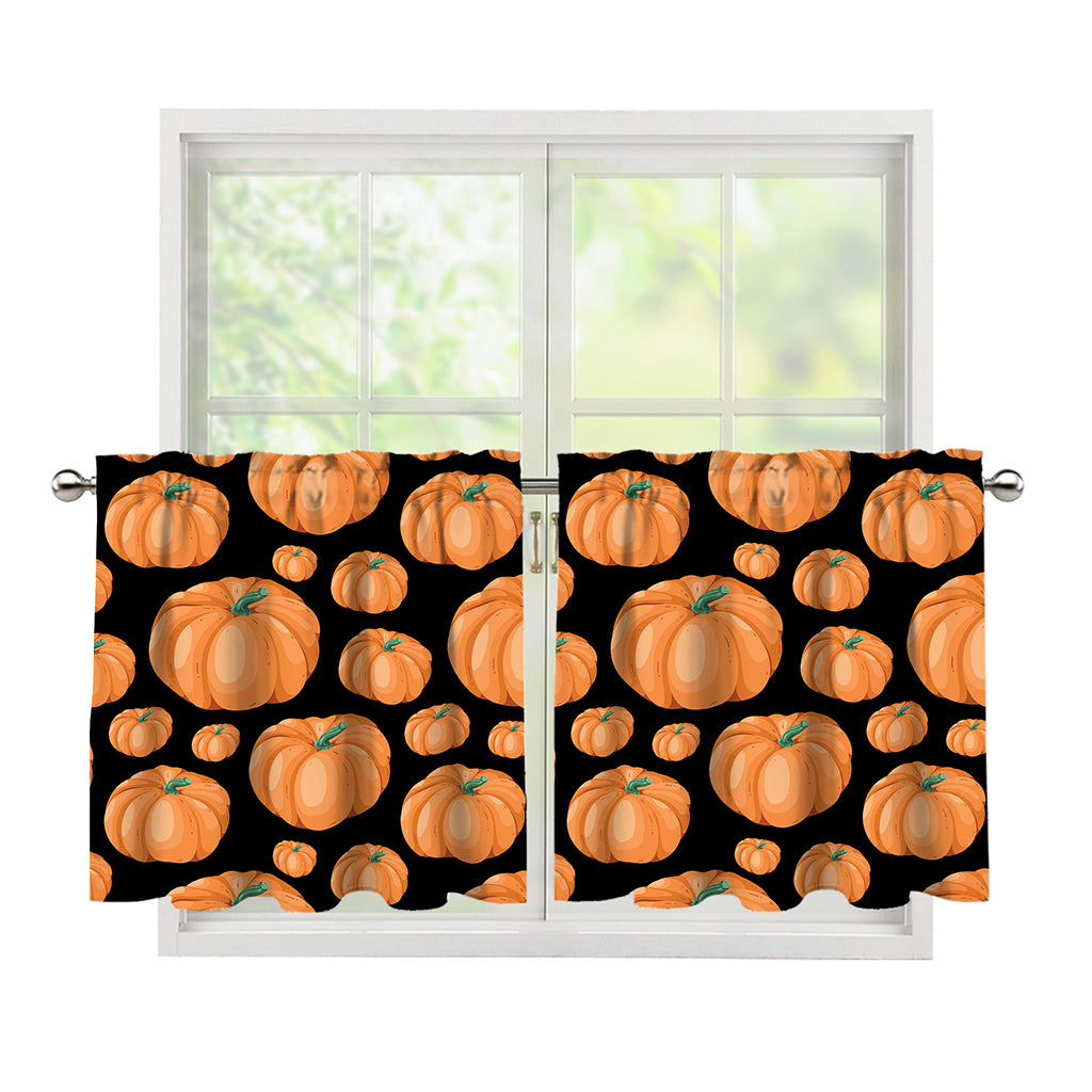 Orange Pumpkin Pattern Print Tier Curtains
