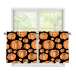 Orange Pumpkin Pattern Print Tier Curtains