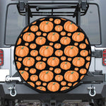 Orange Pumpkin Pattern Print Tire Cover
