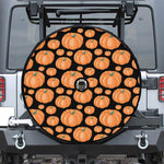 Orange Pumpkin Pattern Print Tire Cover With Camera Hole