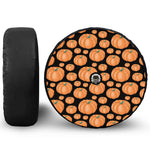Orange Pumpkin Pattern Print Tire Cover With Camera Hole