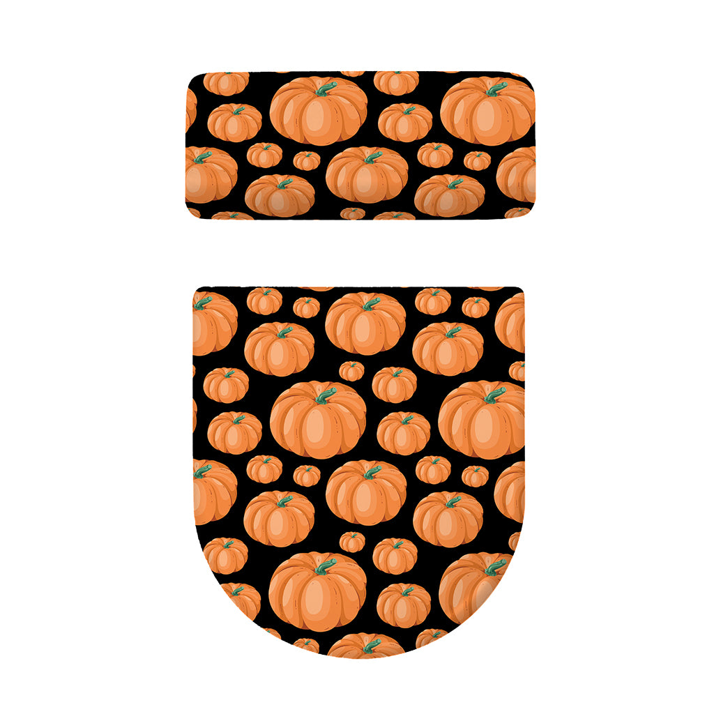 Orange Pumpkin Pattern Print Toilet Lid And Tank Cover Set