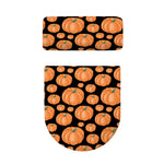 Orange Pumpkin Pattern Print Toilet Lid And Tank Cover Set