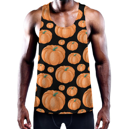 Orange Pumpkin Pattern Print Training Tank Top