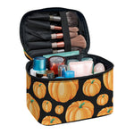Orange Pumpkin Pattern Print Travel Makeup Bag