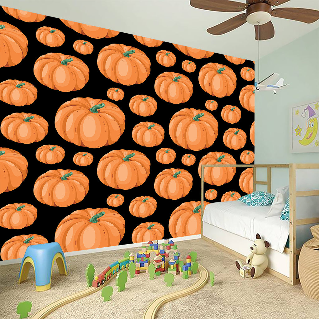 Orange Pumpkin Pattern Print Wall Sticker