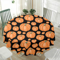 Orange Pumpkin Pattern Print Waterproof Round Tablecloth