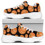 Orange Pumpkin Pattern Print White Chunky Shoes