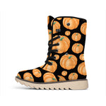 Orange Pumpkin Pattern Print Winter Boots