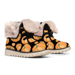 Orange Pumpkin Pattern Print Winter Boots