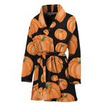 Orange Pumpkin Pattern Print Women's Bathrobe