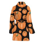 Orange Pumpkin Pattern Print Women's Bathrobe